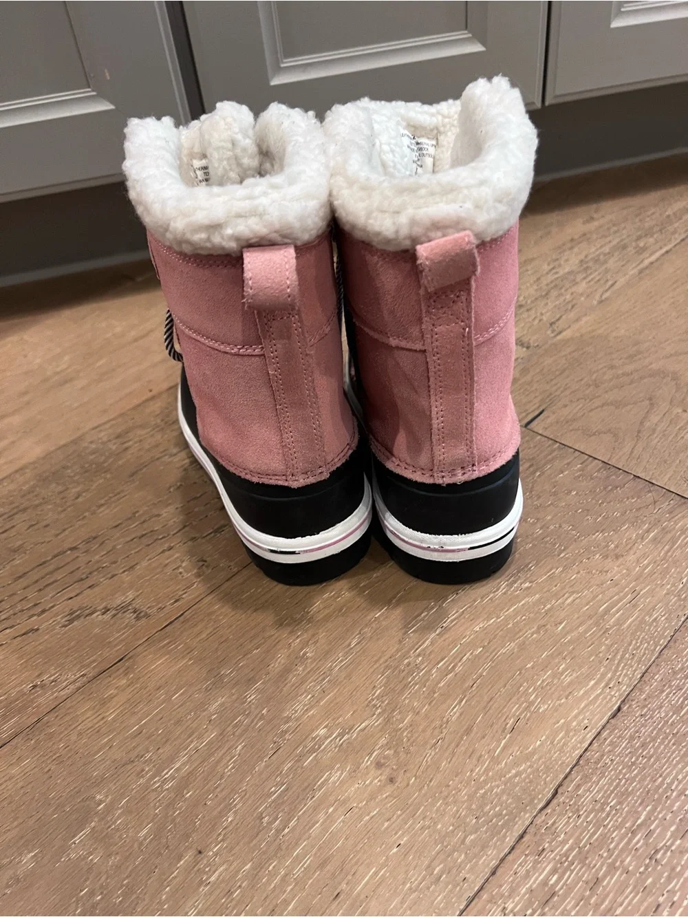 Cat & Jack Pink and Black Girls' Waterproof Winter Boots with Sherpa Collar